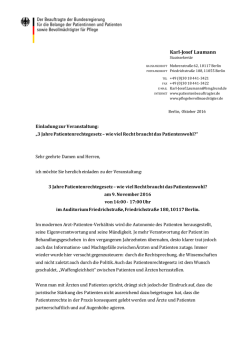 Einladung "3 Jahre Patientenrechtegesetz