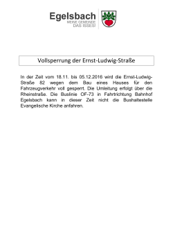 Vollsperrung der Ernst-Ludwig-Straße