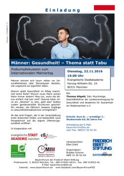 E inladung M&auml;nner: Gesundheit! &ndash; Thema statt Tabu