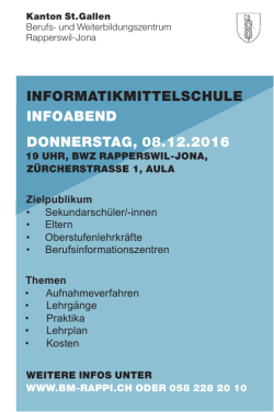 INFORMATIKMITTELSCHULE INFOABEND DONNERSTAG, 08.12