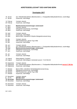 Terminplan 2017 - Ärztegesellschaft des Kantons Bern