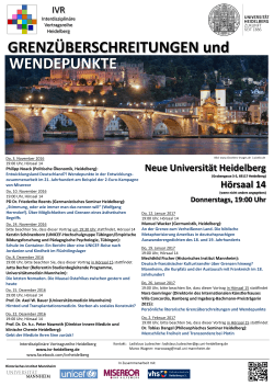 Donnerstags, 19:00 Uhr - Interdisziplinäre Vortragsreihe Heidelberg