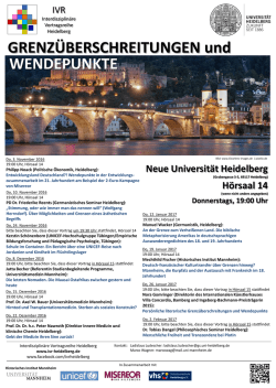 Donnerstags, 19:00 Uhr - Interdisziplin&auml;re Vortragsreihe Heidelberg