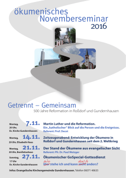 Plakat Ökumenischer November - Evangelische Kirchengemeinde