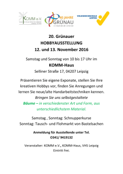 20. Grünauer HOBBYAUSSTELLUNG 12. und 13. November 2016