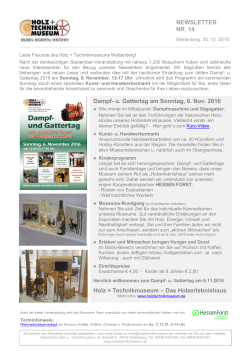 Letzter Newsletter Okt. 2016 - Hessisches Holz + Technik Museum