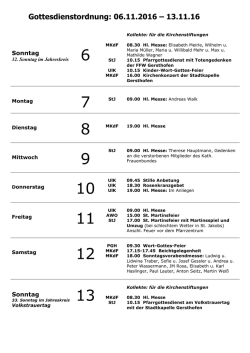 (06.11. bis 13.11.2016) 32. Sonntag im Jahreskreis
