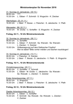 Ministrantenplan im Oktober 2008