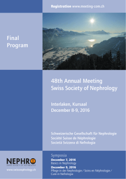 48th Annual Meeting Swiss Society of Nephrology Final - SGN-SSN