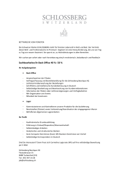 Sachbearbeiter/In Back Office 40 %– 50