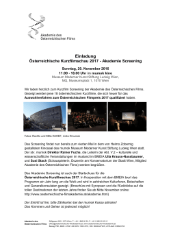 Einladung Österreichische Kurzfilmschau 2017