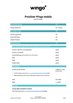 wingo“ Preisliste Wingo Mobile (inkl. 8% MwSt.)