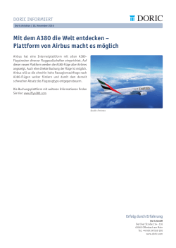 Mit dem A380 die Welt entdecken – Plattform von Airbus