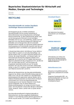 Recycling: Rohstoffstrategie Bayern