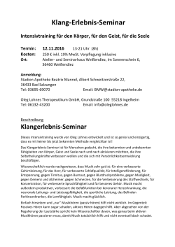 Klangerlebnis Seminar 12.11.2016 - Atelier
