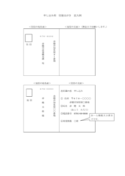 申し込み用 往復はがき 記入例