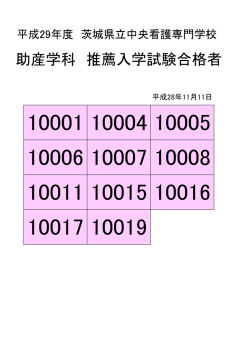 助産学科 推薦入学試験合格者