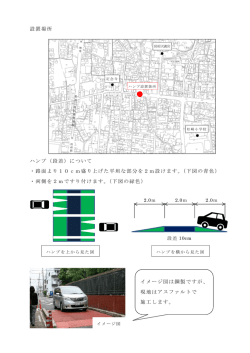 設置場所 ハンプ（段差）について ・路面より10cm盛り上げた平坦な部分