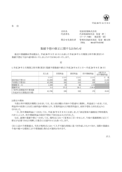 業績予想の修正に関するお知らせ