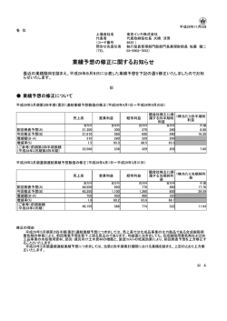 業績予想の修正に関するお知らせ