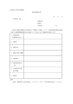 様式第5号(第8条関係) 事業実施報告書 年 月 日 白浜町長 様 団体住所