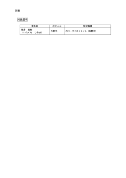 別表 対象選手