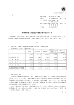 業績予想値と実績値との差異に関するお知らせ