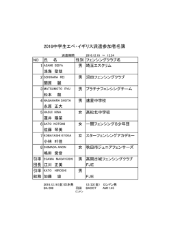 2016中学生Eイギリス派遣名簿