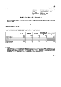 業績予想の修正に関するお知らせ