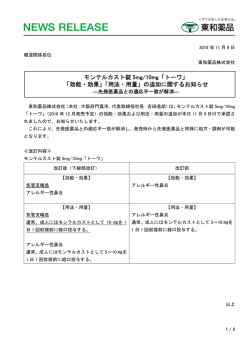 モンテルカスト錠 5mg/10mg「トーワ」