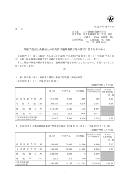 業績予想値と決算値との差異及び通期業績予想の修正に関するお知らせ