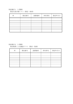 別記様式1（1関係） 指定生産ほ場リスト（指定・取消） 州 指定番号 設置