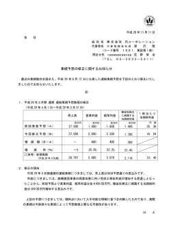 業績予想の修正に関するお知らせ