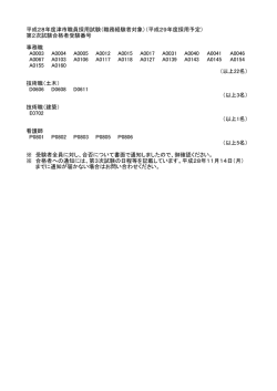 （平成29年度採用予定） 第2次試験合格