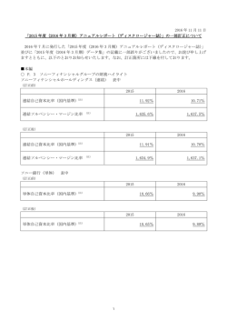2015 年度（2016 年 3 月期）アニュアルレポート（ディスクロージャー誌）