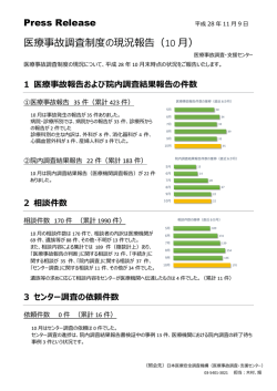 医療事故調査制度の現況報告（10 月）