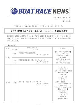BS フジ「BOAT RACE ライブ ～勝利へのターン～」11月後半放送予定