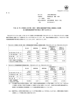 平成 29 年 3 月期第 2 四半期（累計）期間の連結業績予想値と実績値と