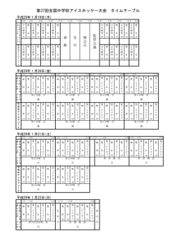 第37回全国中学校アイスホッケー大会 タイムテーブル