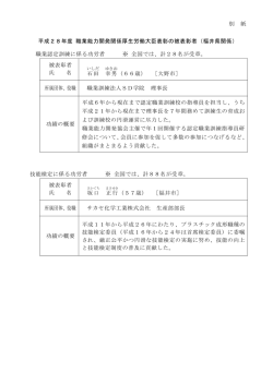 別 紙 平成28年度 職業能力開発関係厚生労働大臣表彰の被