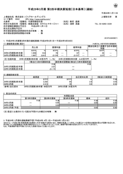平成29年3月期 第2四半期決算短信