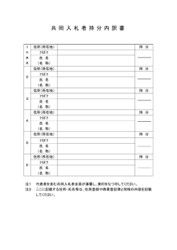 共 同 入 札 者 持 分 内 訳 書