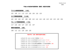 （春期）派遣学生発表 アメリカ春期英語研修 （9名） 101 105 111 113 115