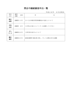 閉会中継続審査申出一覧