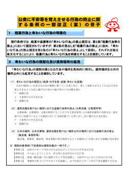 公衆に不安等を覚えさせる行為の防止に関 する条例の一部改正（案）の