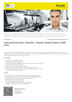 Lieferantenentwickler / Expeditor / Supplier Quality