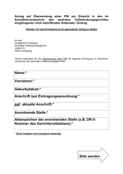 Antrag zur PIN Übersendung für eingetragene - Schleswig