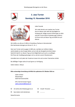 Jassturnier 2016 - Wandergruppe Bremgarten an der Reuss