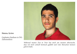 Hamza, Syrien Geplantes Studium in Dtl.: Zahnmedizin