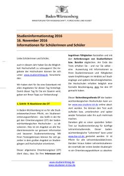 Flyer Informationen für Schülerinnen und Schüler